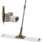 Commercial Flat Microfiber Floor Mop Cleaning System 24" Inch Wet Dry and Dust Hardwood with 4 Washable Pads Cleaner for Laminate Tile Stainless Steel Handle and Extension ( Brown)