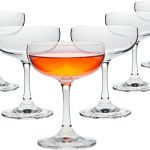 Glasses Set - 6 Count, 7 oz, Clear, Vintage-Inspired - Dishwasher Safe Cocktail Glasses for Parties & Bars - Champagne s for Cocktails & Events