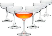 Glasses Set - 6 Count, 7 oz, Clear, Vintage-Inspired - Dishwasher Safe Cocktail Glasses for Parties & Bars - Champagne s for Cocktails & Events