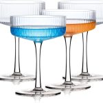 Handblown Crystal  Glasses Set of 4, 9 oz Martini Glass Set with Stem, Elegant Cocktail Glasses for Bar, Margarita, Cosmopolitan, Manhattan, Gimlet, Unique Gift, Mother's Day