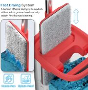 Flat Floor Mop and Bucket Set for Professional Home Floor Cleaning System with Aluminum Handle/2-Washable Microfiber Pads Perfect Home + Kitchen Cleaner for Hardwood, Laminate, Tiles, Vinyl - Image 2