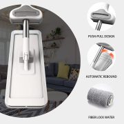 360 Hands-Free Self Wringing Floor Cleaning Mop, Flat Mop - Microfiber with 6 x Washable Pads, Hand Washing Free for Hardwood and Window, White - Image 2