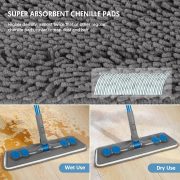 Microfibre Floor Mop for Cleaning Floors, Flat Mop for Laminate Wooden Vinyl Tile, Dust Wet Dry Use for Kitchen Bathroom Wall Cleaning with 3 Washable Chenille Pads - Image 2