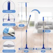 Professional 18" Microfiber Mop - Flat Mop with Stainless Steel Handle, 2 Reusable Washable Pads, Hardwood & Laminate (Blue) - Image 2