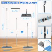 Microfiber Mops for Hardwood Floor Cleaning -  Flat Floor Mop with 4 Washable Pads for Laminate Wood Tile Vinyl Home Kitchen Bathroom - 59" Adjustable Handle - Image 2