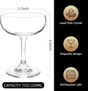 Crystal  Champagne and Cocktail Glasses Daiquiri Manhattan Glasses Set of 12 Martini Drinking Set for Parties, Bars and Gifts, 7 oz - Image 2