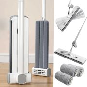 Microfiber Mop Large Flat Mops for Floor Cleaning 4 Reusable Washable mop Pads Hardwood Cleaning System Wet and Dust Mop with 61 in Long Stainless Steel Handle