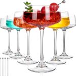 Martini Glasses Set of 6, 9oz  Glasses, Hand Blown Crystal Cocktail Glasses for Espresso Martini, Manhattan,Home Bar,Gift Set