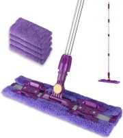 Microfiber Floor Mop with 5 Reusable Cloth Pads, Professional Dust Mops with 57" Stainsless Steel Telescopic Handle, Wet Dry Flat Mop for Cleaning Hardwood Floor, Laminate, Tile, Vinyl, Pet Hair
