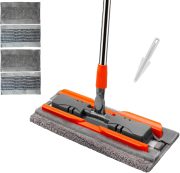 57-inch professional-grade microfiber flat mop with stainless steel telescopic handle and 4 washable cleaning pads, specifically designed for floor cleaning—an essential choice for household cleaning.