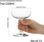 Set of 12 Crystal Champagne Glasses - 7 oz Elegant  Glasses for Martini, Margarita, Cocktails & Champagne Tower, Dishwasher Safe, Gift Box Wedding & Party Glassware - Image 2