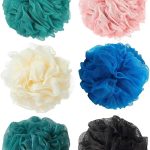 Loofah Sponge Shower Loofahs Bath Sponges Mesh Balls for Women Men Bathing Accessories Body Wash Back Scrubber 50g Soft Pouf Body Scrubber Loofahs Puff Pack, Exfoliate, Cleanse, Soothe Skin (6 Colors)