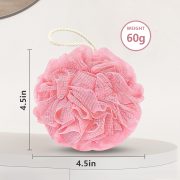 Shower Loofah Bath Sponge, 60G Loofah Exfoliating Body Scrubber, 4 Color Mesh Shower Pouf Balls for Body Wash (Pink Green White Gray) - Image 2