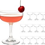 Crystal  Champagne and Cocktail Glasses Daiquiri Manhattan Glasses Set of 12 Martini Drinking Set for Parties, Bars and Gifts, 7 oz