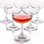 Crystal  Glasses, Set of 6, 7 Ounce(220ml), Elegant Short Stem Design, Clear Cocktail Glasses Sets Perfect for Drinking Champagne, Sweet Wine, etc.