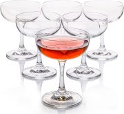 Crystal  Glasses, Set of 6, 7 Ounce(220ml), Elegant Short Stem Design, Clear Cocktail Glasses Sets Perfect for Drinking Champagne, Sweet Wine, etc.