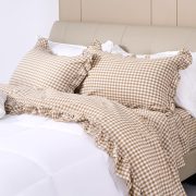 Soft, Breathable Cotton Sheet With Checkerboard Pattern And Linen-Like Texture