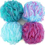 XXL Large Loofah Bath Sponge 100g/pc, Exfoliating Mesh Pouf Bath Scrunchies Shower Puffs - Pack of 4