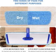 18" Professional Microfiber Mop Floor Cleaning mop, Flat Mop with Stainless Steel Handle,4 Reusable Washable Mop Pads and mop Pads Brush,Microfiber Mop for Hardwood (18" Microfiber Mop) - Image 2