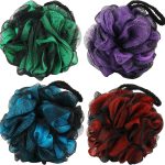 60g Bath Loofahs Sponges,Shower Sponge Loofah Body Scrubber Balls for Family Washing 4 Pack