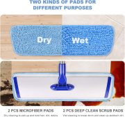 18" Professional Microfiber Mop Floor Cleaning System, Flat Mop with Stainless Steel Handle, 4 Reusable Washable Mop Pads, Wet and Dust Mopping for Hardwood, Vinyl, Laminate, Tile Cleaning - Image 2