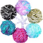 75g/Pc Large Loofahs Shower Sponge, Exfoliating Body Scrubber Shower Scrunchies Mesh Pouf Bath Sponges - Pack of 6