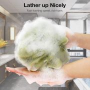 Bath Shower Loofah Sponge 60g Bath Mesh Pouf Shower Ball Body Scrubber Exfoliating Bath Sponge for Women and Men, Set of 4, Black (Loofah-Medium, Army Green) - Image 2
