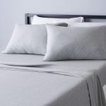 4 Piece Bed Sheets Set, 100% Cotton Jersey, Includes Super Soft, Flat and Fitted Sheets, Pillowcase, King, Light Gray, Solid