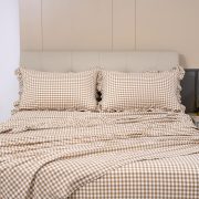 Soft, Breathable Cotton Sheet With Checkerboard Pattern And Linen-Like Texture - Image 2